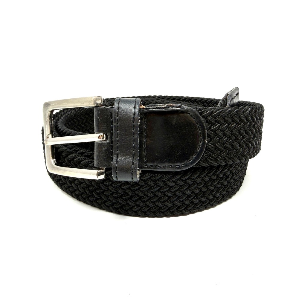 Braided Stretch Woven Belt Black‎ Adjustable Men's 38-44